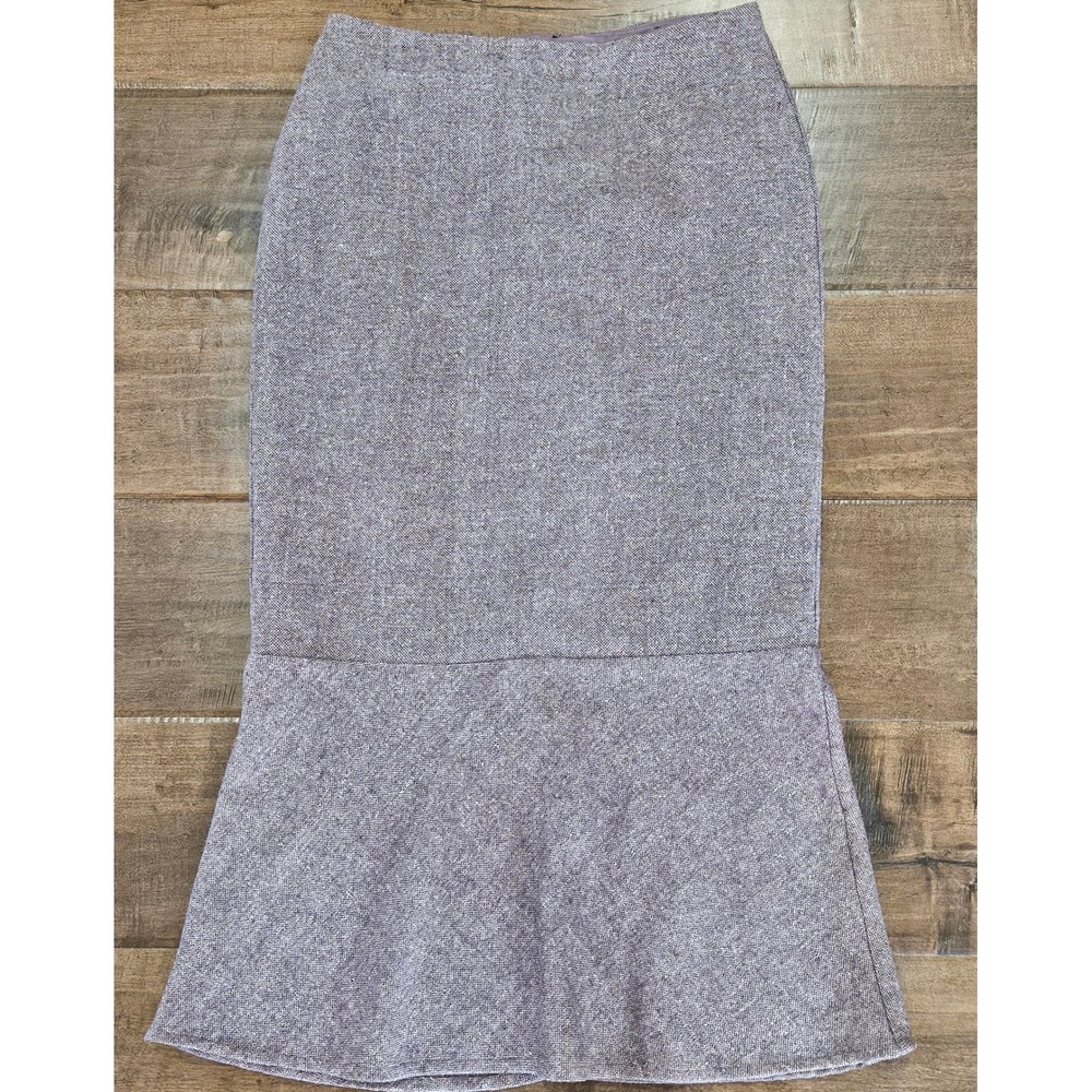 VTG Plum OFFICE CHIC Tweed Mermaid Midi Skirt Flared High Waisted  12